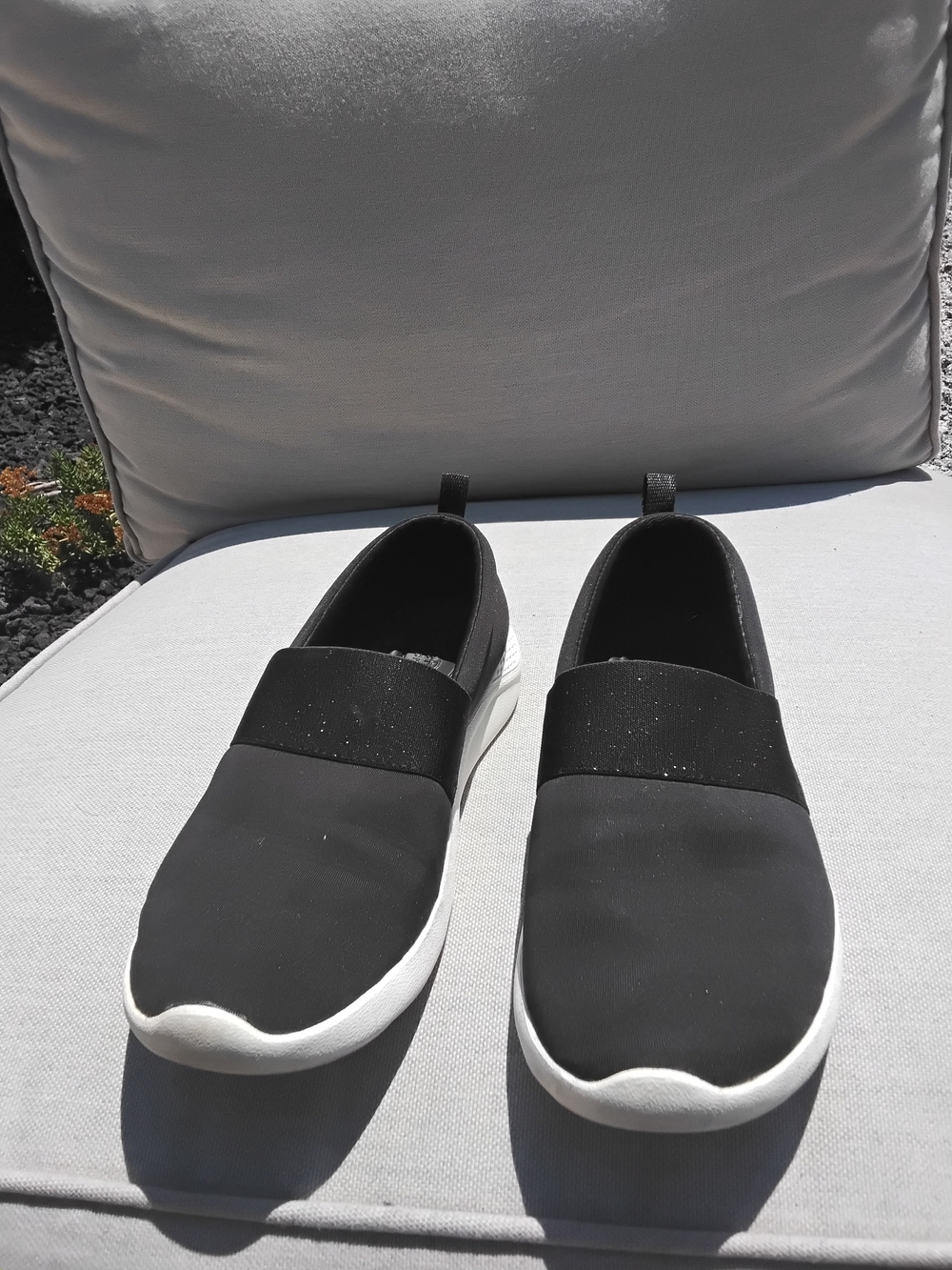 CROCS Black Slip-On Sneakers with White Soles
